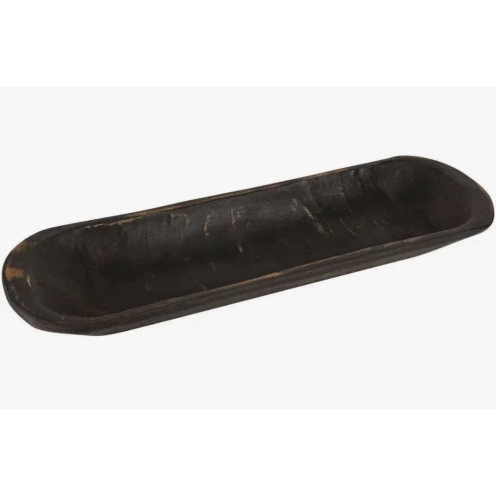 Small Rustic Baguette-Batea-Primitive-5-6W x 18-20L-Candle Pour-Dough Bowl-Black